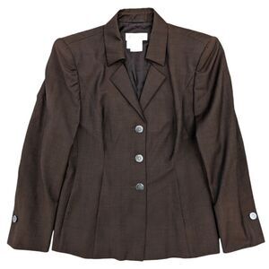 Escada Italy Women's 100% Wool Brown Three Button Blazer Size EU 42 US S